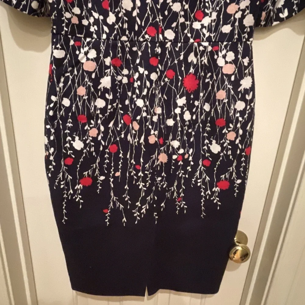 Boden Navy Floral Print Cotton Sleeve Sheath Dress Size US 8R Preppy Classic - Picture 7 of 12